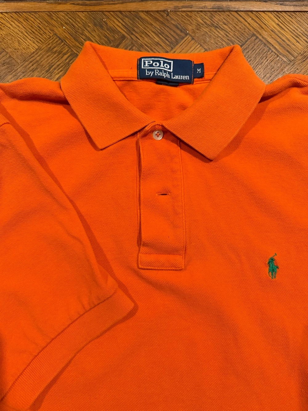 Polo by Ralph Lauren Mens Bright Orange Polo with Green Pony